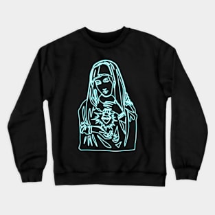 Virgin Mary (blue neon) Crewneck Sweatshirt